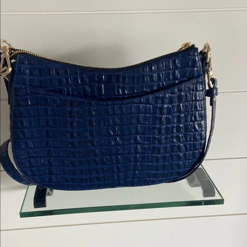 🔥RARE🔥Brahmin Ink Leontyne Mod Shayna Crossbody With Chain Navy Blue - Picture 7 of 9